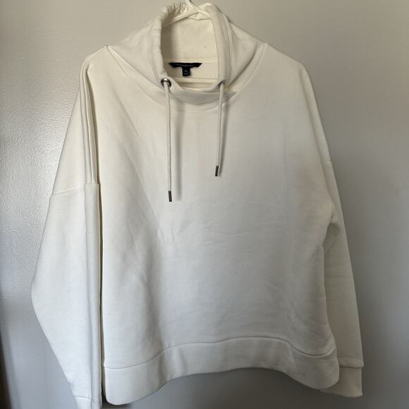 Banana Republic White Funnel Neck XL Soft Cotton Hoodie - Picture 1 of 6